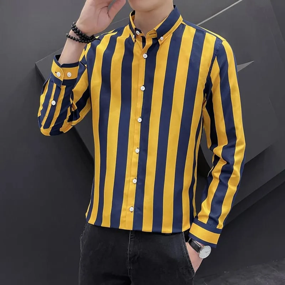 Men`s Exclusive Cotton Step Shirt (Long sleeve)