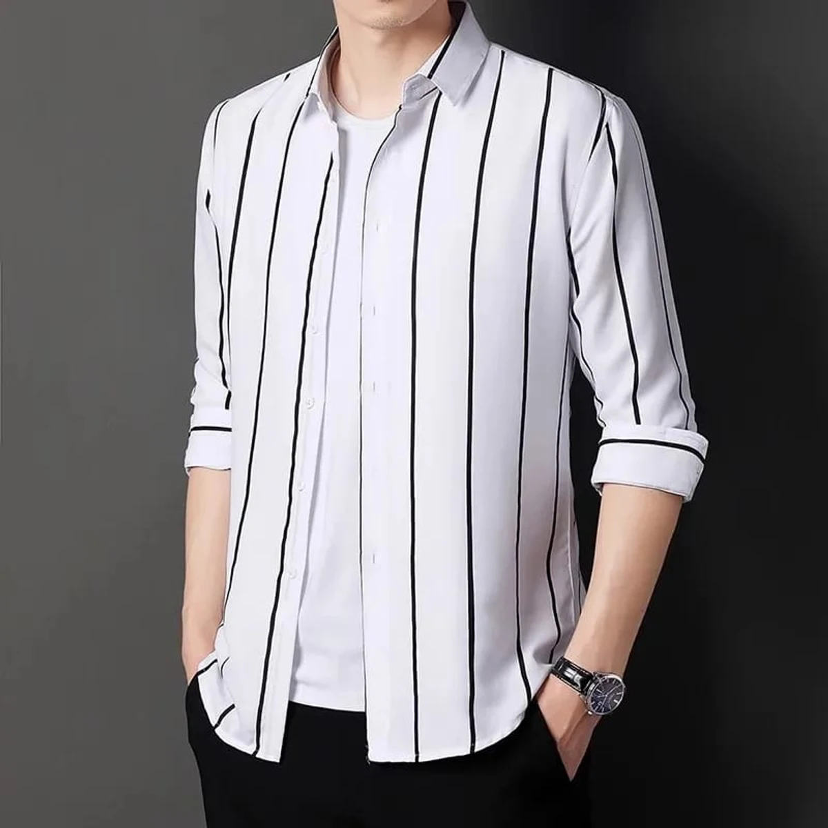 Men`s Exclusive Cotton Step Shirt (Long sleeve)