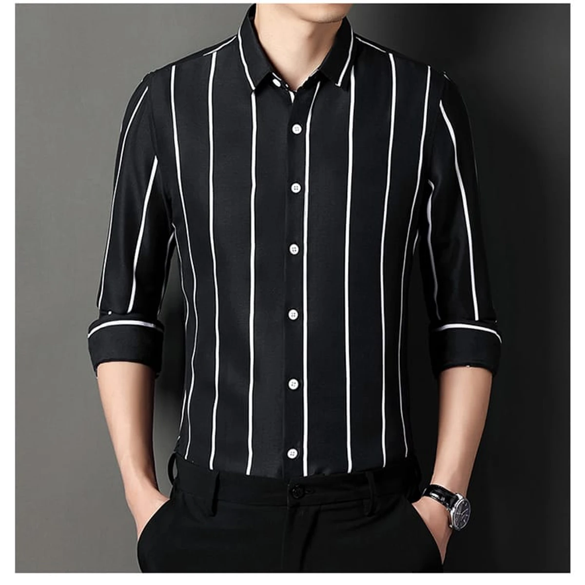 Men`s Exclusive Cotton Step Shirt (Long sleeve)