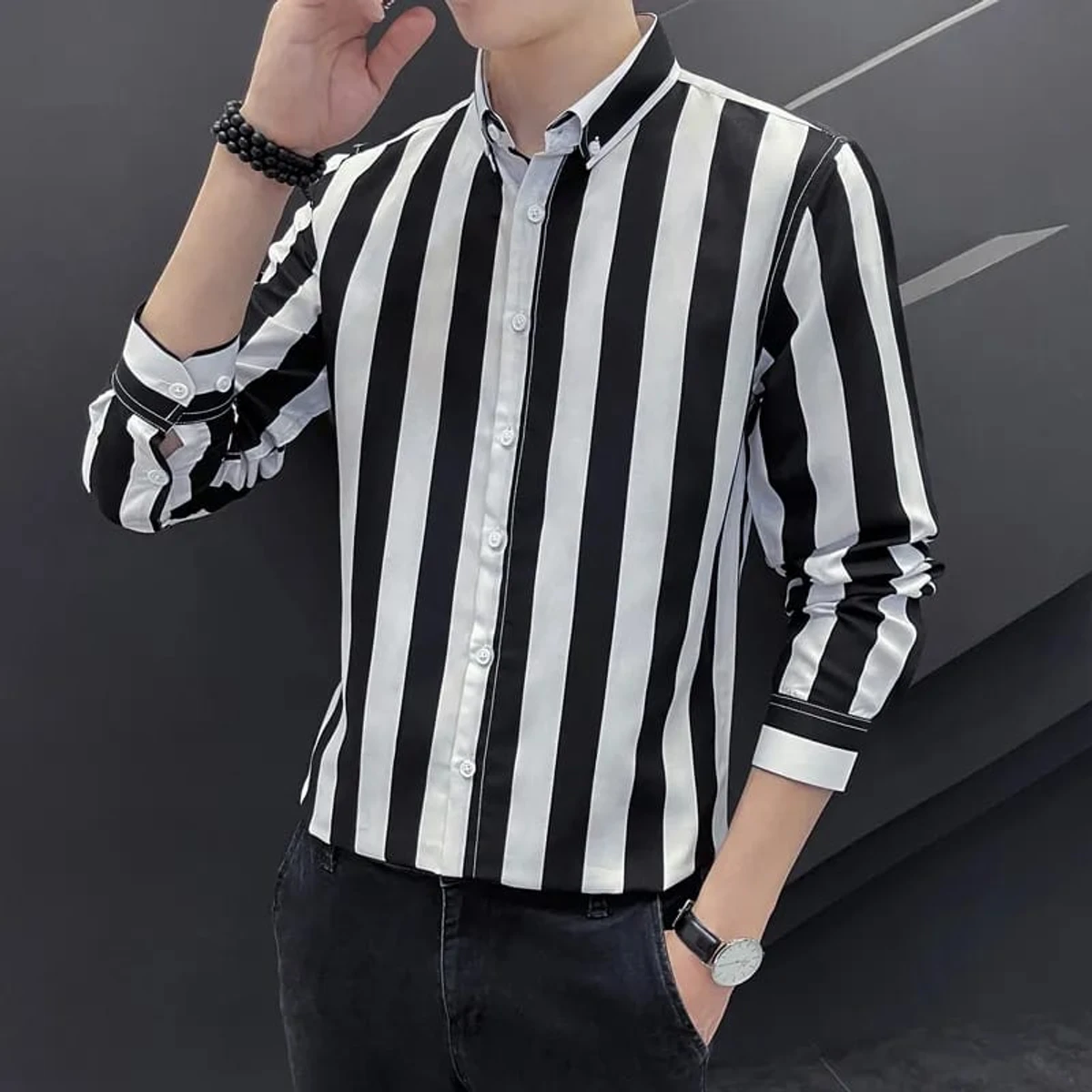 Men`s Exclusive Cotton Step Shirt (Long sleeve)