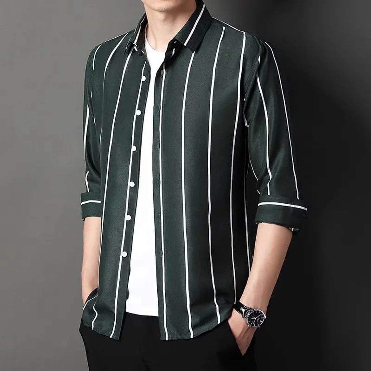 Men`s Exclusive Cotton Step Shirt (Long sleeve)