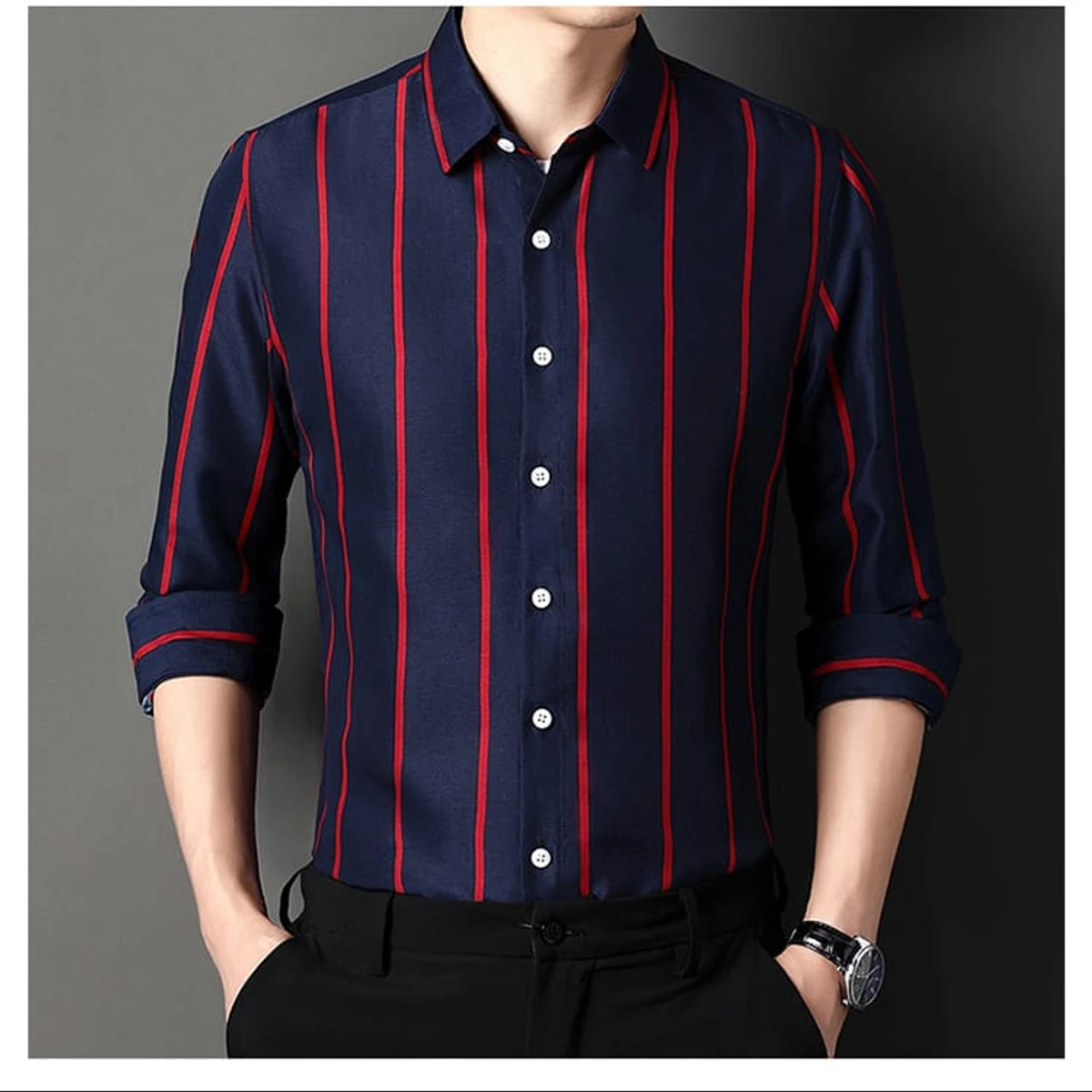 Men`s Exclusive Cotton Step Shirt (Long sleeve)