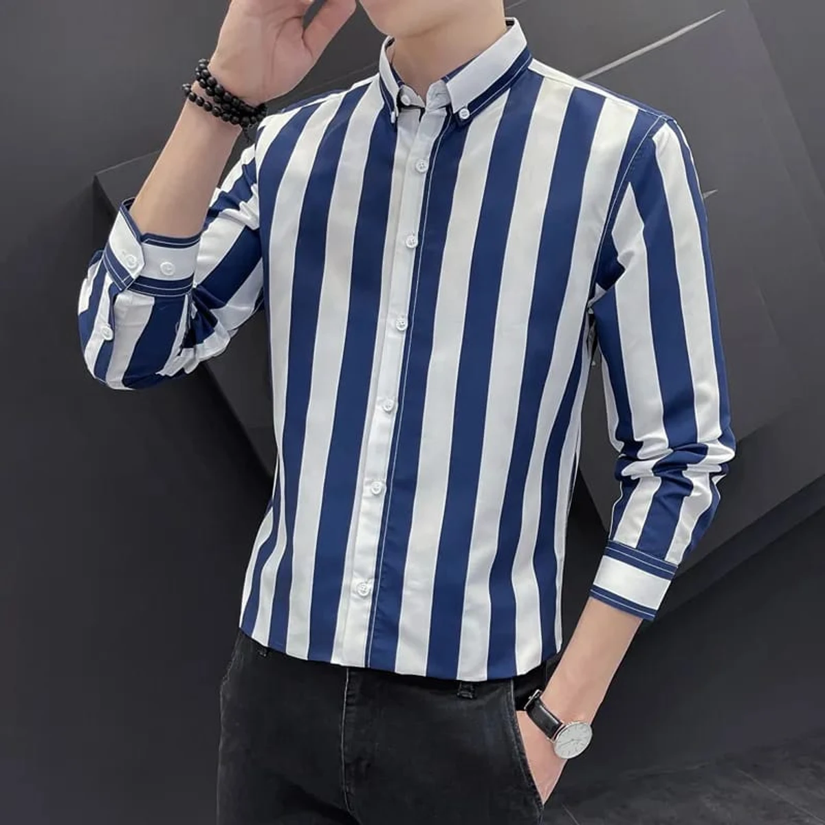 Men`s Exclusive Cotton Step Shirt (Long sleeve)